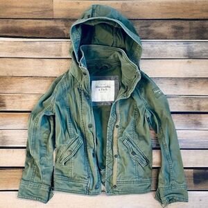 New Abercrombie Rare Vintage XS Olive Green Hooded Parka Utility Hooded Jacket